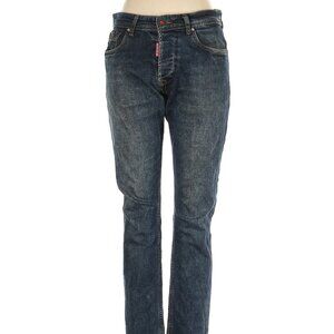 Dsquared2 Mid-Rise Straight Leg Medium/Dark Wash Denim Blue Jeans LIKE NEW 33.5"